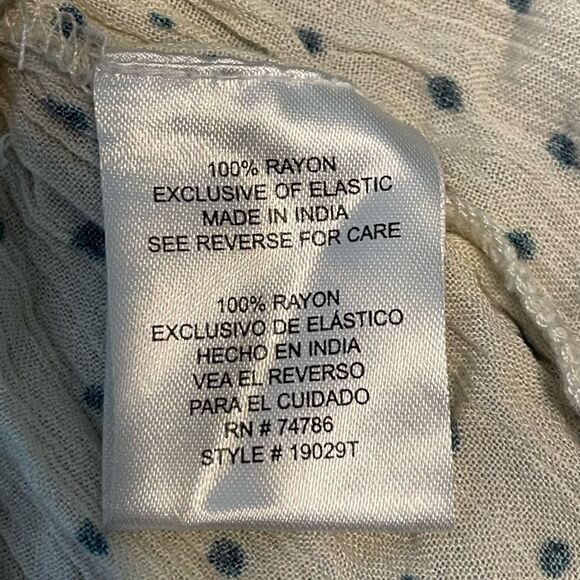 Patrons of Peace Polka Dot Halter Top Cream Navy Smocked Peplum Ruched S - Picture 6 of 7